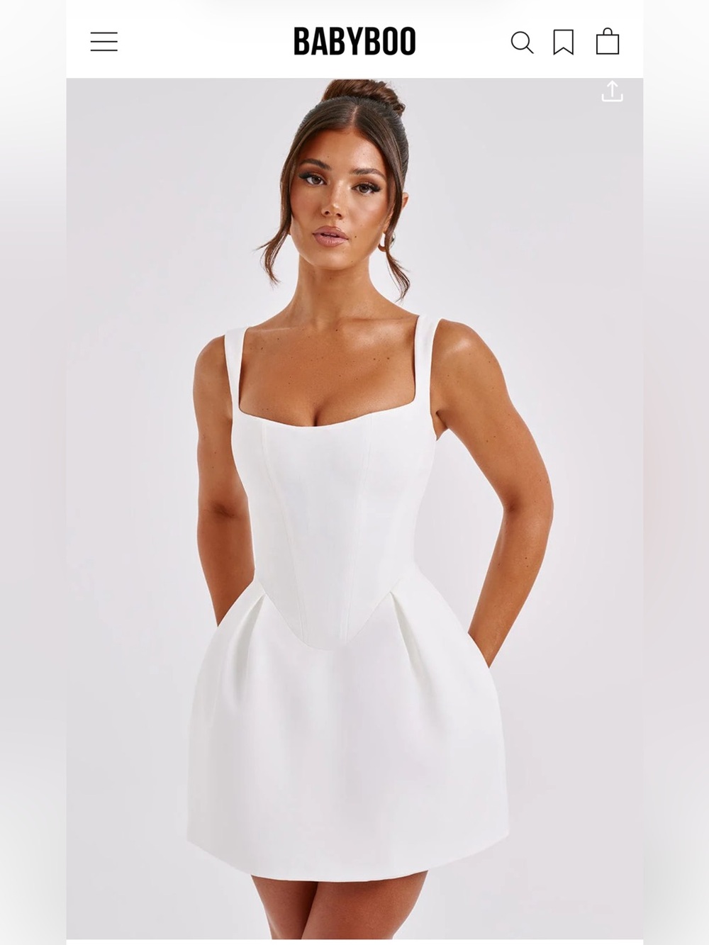 BABYBOO White Square-Neck Mini Dress